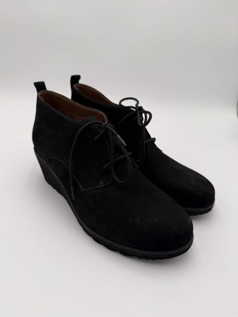 Dansko Black Suede Lace-Up Wedge Ankle Boots Womens US 9 EU 40 Co